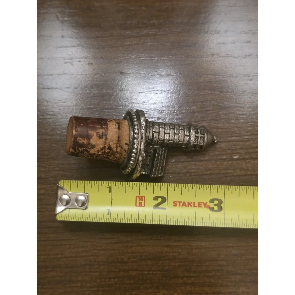 VTG Pewter Lighthouse Wine Bottle Cork Stopper 3